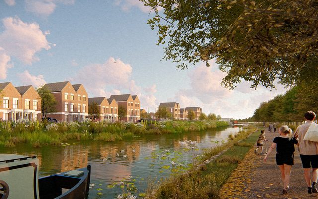 Exterier, CGI, housing, river